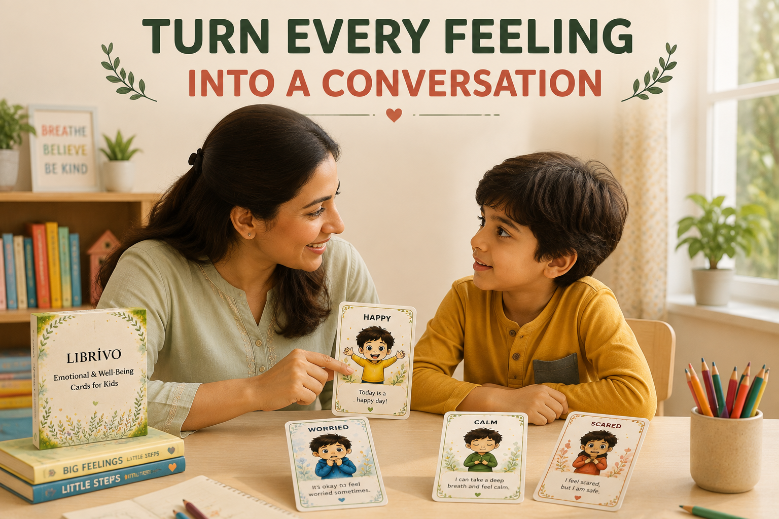 kids emotion mother child conversation Emotional & Well-Being Cards for Kids