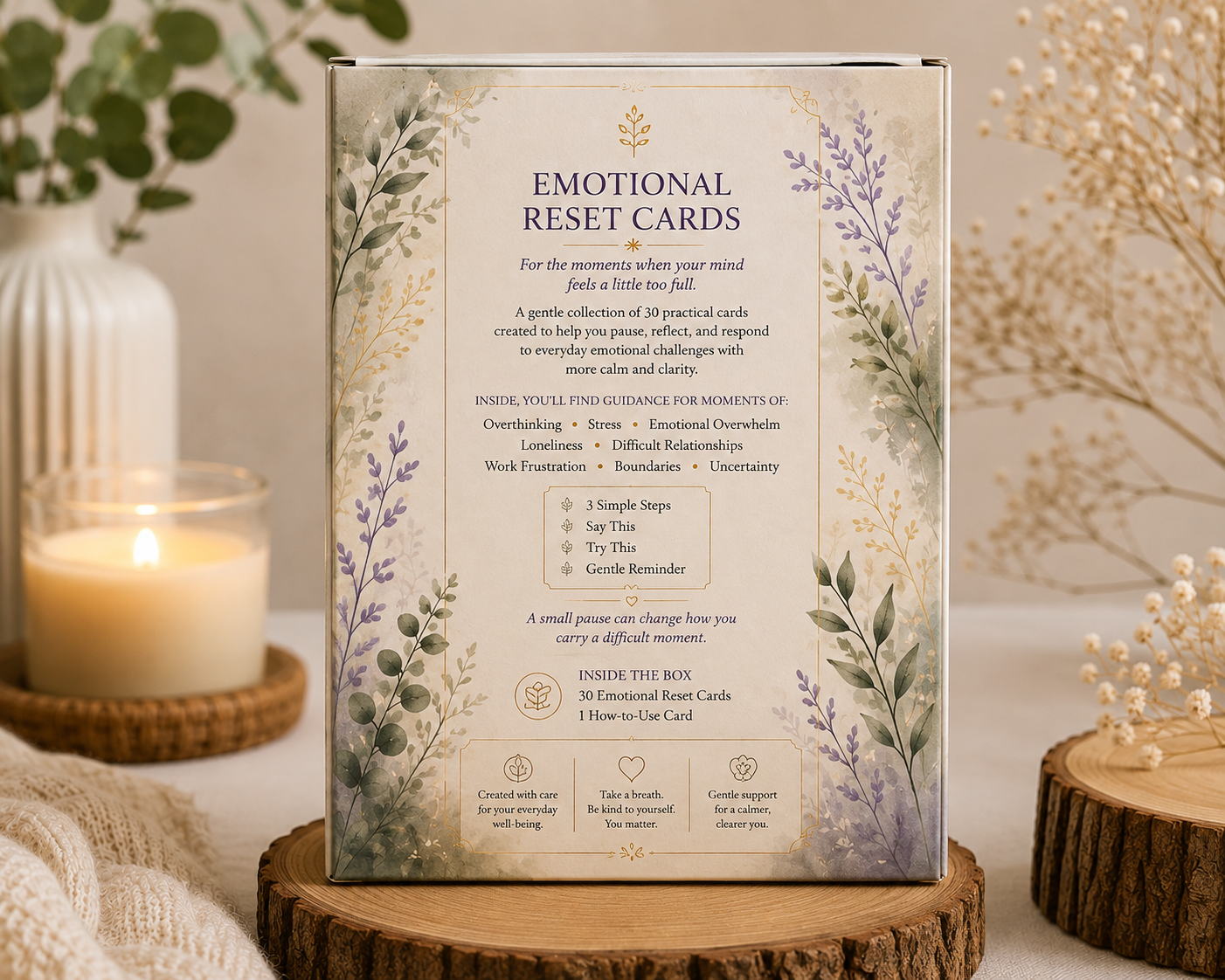 LIBRIVO Emotional Reset Cards – 30 Gentle Cards for Overthinking, Stress & Emotional Overwhelm - Image 5