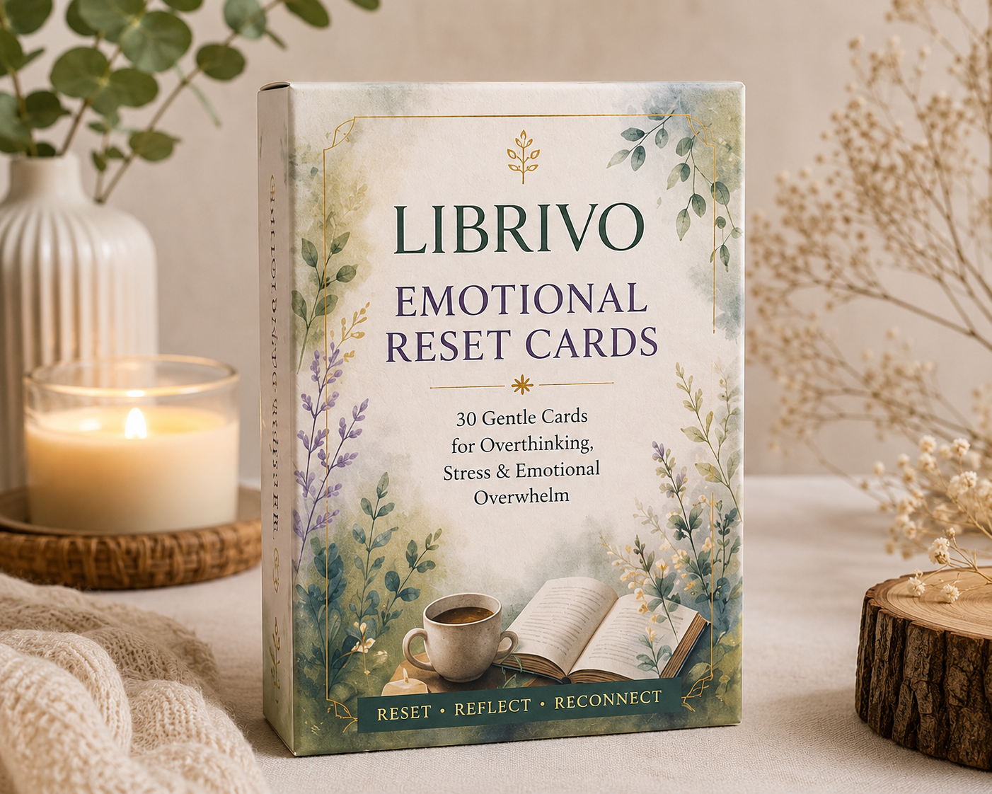 LIBRIVO Emotional Reset Cards – 30 Gentle Cards for Overthinking, Stress & Emotional Overwhelm - Image 4
